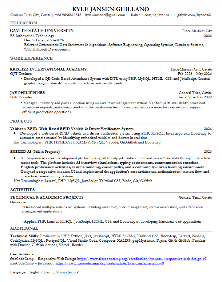Kyle Guillano CV preview